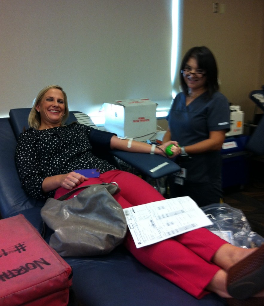 Kristi donates her ORANGE blood