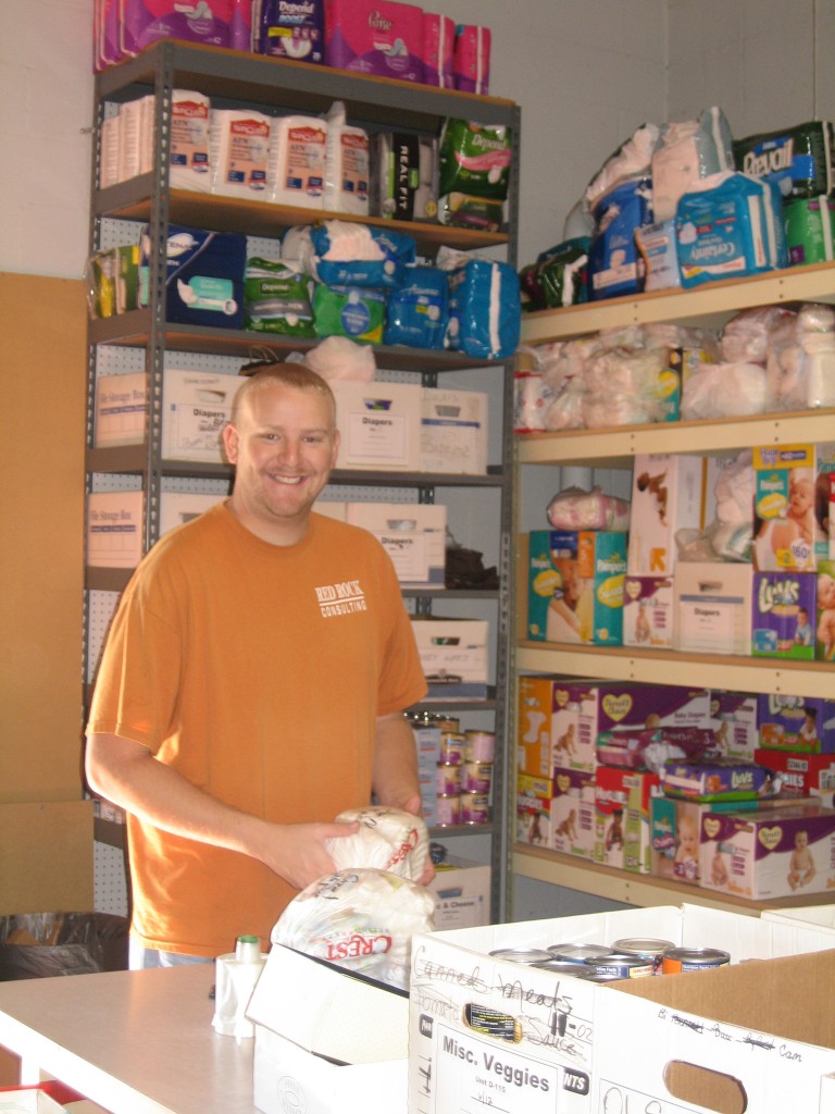 Jason Unruh, RRC employee, sorts diapers